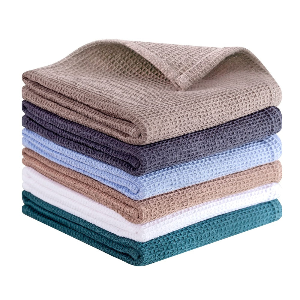 Honeycomb 100% Cotton Dishcloth & Hand Towel Set – Ultra-Absorbent, Soft, Fast-Drying (2 or 6-Pack)